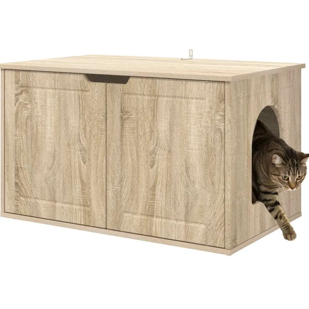 vidaXL Casa para Gatos Sonoma 85 x 55 x 50,5 cm Madera de ingeniería Roble Sonoma New