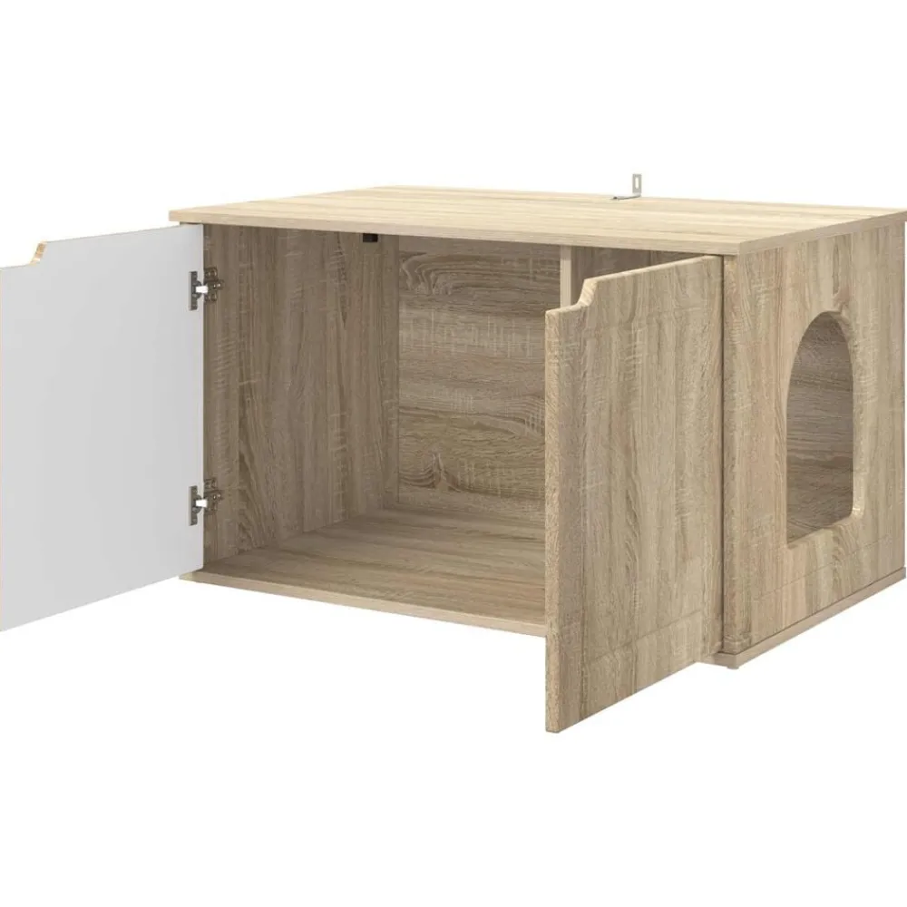 vidaXL Casa para Gatos Sonoma 85 x 55 x 50,5 cm Madera de ingeniería Roble Sonoma New