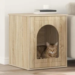 vidaXL Casa para Gatos Sonoma 53 x 52 x 62 cm Madera de ingeniería Roble Sonoma Discount