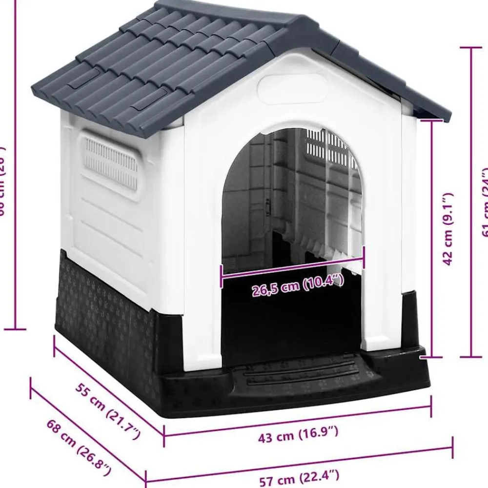 vidaXL Productos Para Mascotas-Casa para perro 57x68x66 cm polipropileno