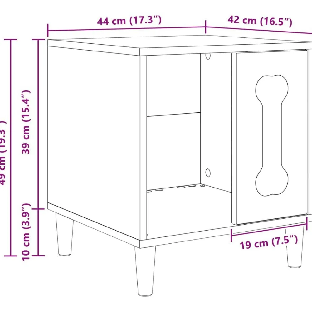 vidaXL Productos Para Mascotas-Casa para perros 44 x 42 x 49 cm Madera de ingeniería