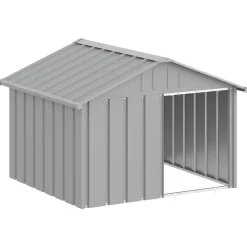 vidaXL Casa para perros acero galvanizado 116,5x153x81,5 cm Gris Outlet