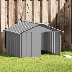 vidaXL Casa para perros acero galvanizado 116,5x153x81,5 cm Gris Outlet