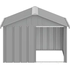 vidaXL Casa para perros acero galvanizado 116,5x153x81,5 cm Gris Outlet