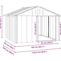vidaXL Casa para perros acero galvanizado 116,5x153x81,5 cm Gris Outlet