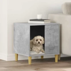 vidaXL Casa para perros Concreto 44 x 42 x 49 cm Madera de ingeniería Gris hormig&oacute;n Outlet