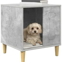 vidaXL Casa para perros Concreto 44 x 42 x 49 cm Madera de ingeniería Gris hormig&oacute;n Outlet
