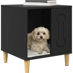 vidaXL Casa para perros 44 x 42 x 49 cm Madera de ingeniería Negro Clearance