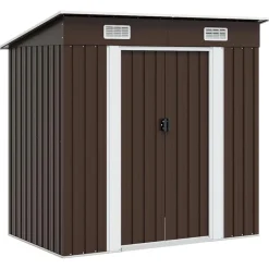 vidaXL Caseta de almacenamiento jardín acero marrón 194x121x181 cm Marr&oacute;n