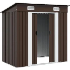 vidaXL Caseta de almacenamiento jardín acero marrón 194x121x181 cm Marr&oacute;n