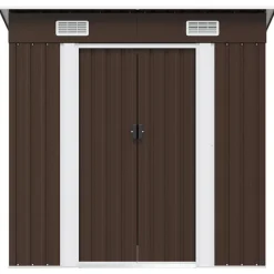 vidaXL Caseta de almacenamiento jardín acero marrón 194x121x181 cm Marr&oacute;n