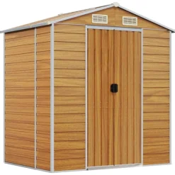 vidaXL Jardín-Caseta de jardín acero galvanizado marrón claro 191x130x198 cm