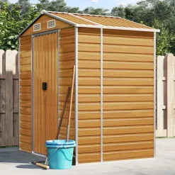 vidaXL Jardín-Caseta de jardín acero galvanizado marrón claro 191x130x198 cm