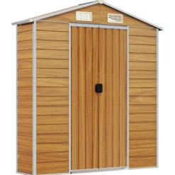 vidaXL Jardín-Caseta de jardín acero galvanizado marrón claro 191x130x198 cm