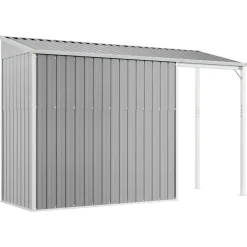 vidaXL Caseta de jardín con techo extensible, , 277 x 107 x 181 cm, acero Gris claro Sale