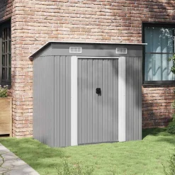 vidaXL Caseta de jardín de metal Gris Hot