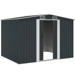vidaXL Caseta de jardín de acero gris 257x205x178 cm Antracita Hot