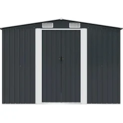 vidaXL Caseta de jardín de acero gris 257x205x178 cm Antracita Hot