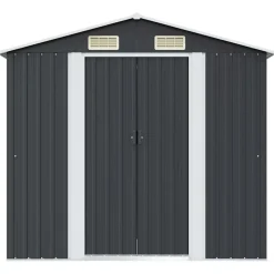 vidaXL Jardín-Caseta de jardín de acero gris 204x132x186 cm