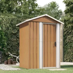 vidaXL Jardín-Caseta de jardín marrón 126x97,5x177 cm acero galvanizado