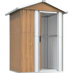 vidaXL Jardín-Caseta de jardín marrón 126x97,5x177 cm acero galvanizado