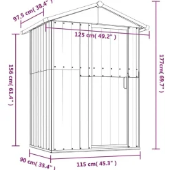 vidaXL Jardín-Caseta de jardín marrón 126x97,5x177 cm acero galvanizado