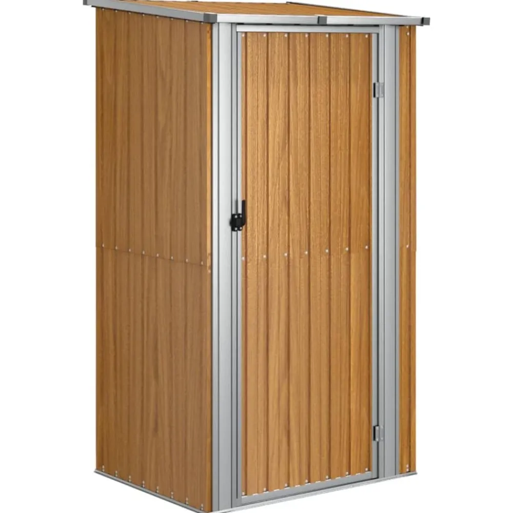 vidaXL Jardín-Caseta de jardín marrón 118,5x97x209,5 cm acero galvanizado