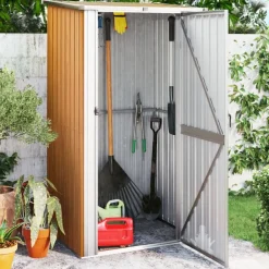 vidaXL Jardín-Caseta de jardín marrón 118,5x97x209,5 cm acero galvanizado
