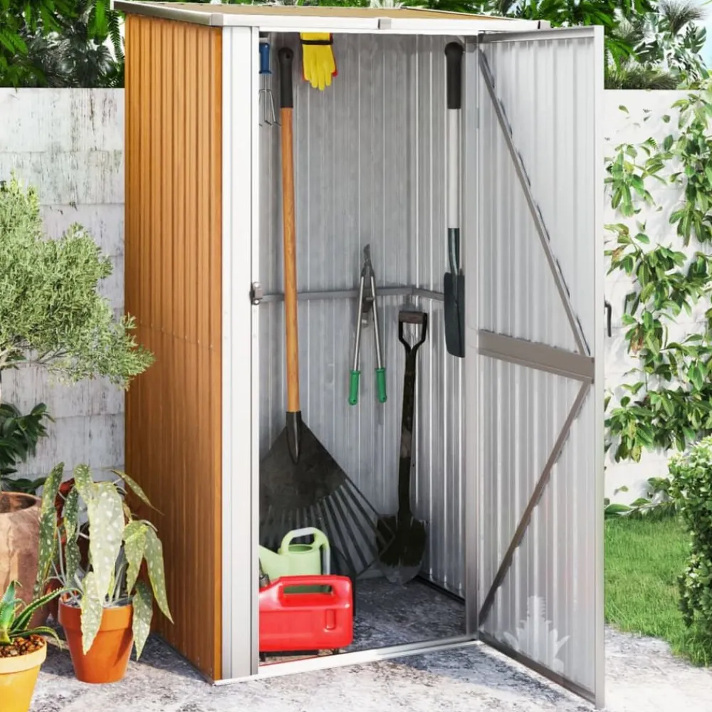 vidaXL Jardín-Caseta de jardín marrón 118,5x97x209,5 cm acero galvanizado
