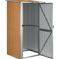 vidaXL Jardín-Caseta de jardín marrón 118,5x97x209,5 cm acero galvanizado