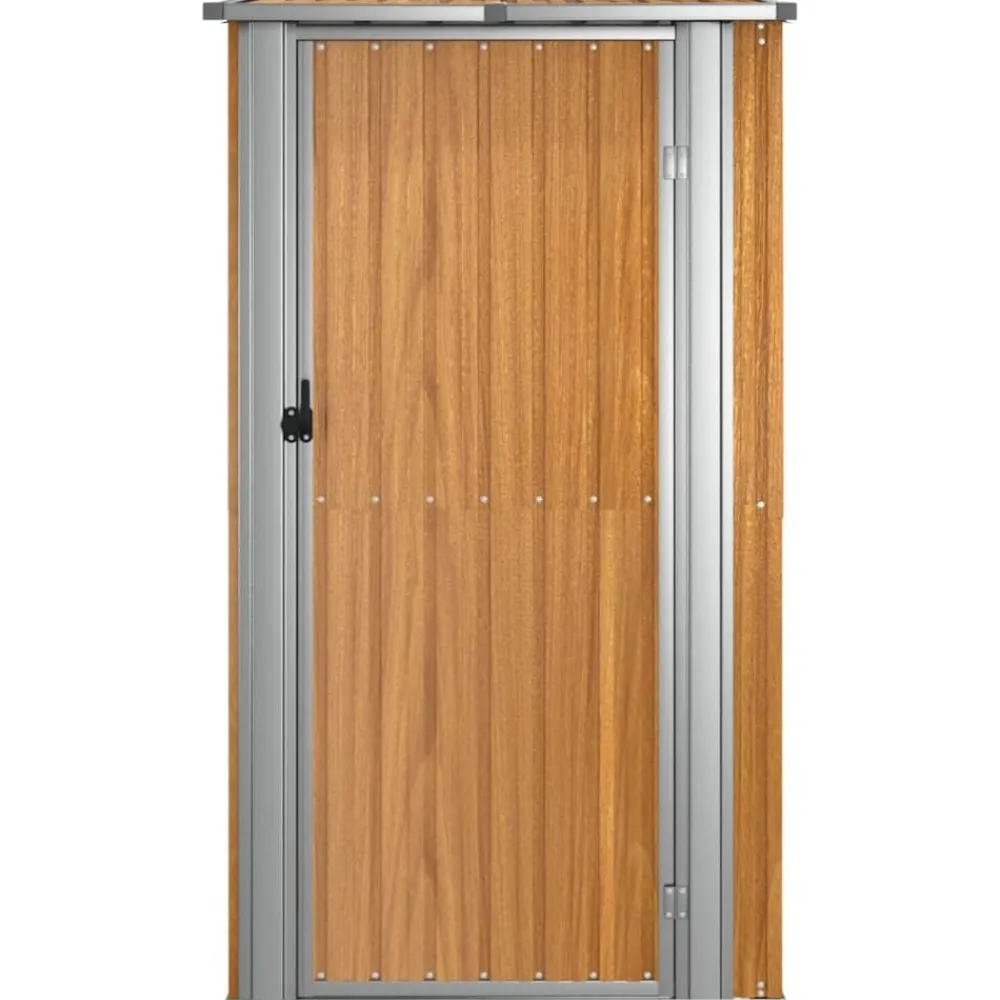 vidaXL Jardín-Caseta de jardín marrón 118,5x97x209,5 cm acero galvanizado