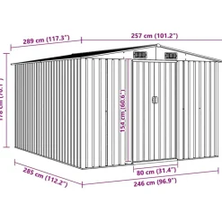 vidaXL Caseta de jardín metal 257x298x178 cm Gris Hot