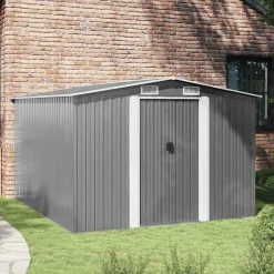 vidaXL Caseta de jardín metal 257x298x178 cm Gris Hot