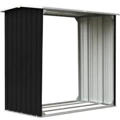 vidaXL Accesorios Para Hornos De Leña Y Chimeneas-Caseta de jardín para leña acero galvanizado gris 172x91x154 cm