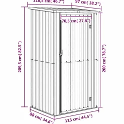 vidaXL Jardín-Caseta de jardín 118,5x97x209,5 cm acero galvanizado