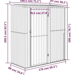 vidaXL Jardín-Caseta de jardín 180,5x97x209,5 cm acero galvanizado
