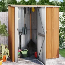 vidaXL Jardín-Caseta de jardín 180,5x97x209,5 cm acero galvanizado aspecto madera