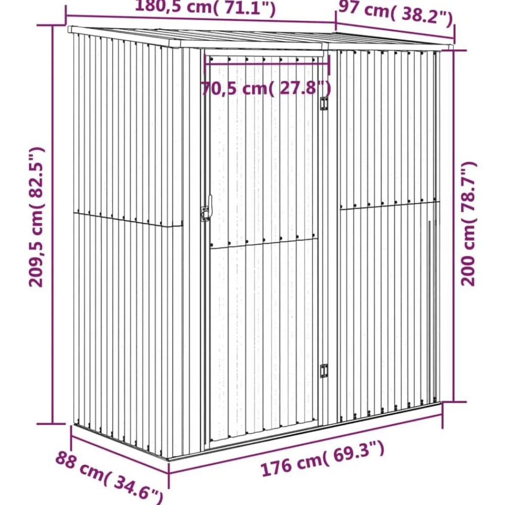 vidaXL Jardín-Caseta de jardín 180,5x97x209,5 cm acero galvanizado aspecto madera