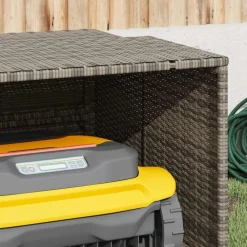 vidaXL Caseta de robot cortacésped ratán sintético 86x90x52/57cm Gris Outlet