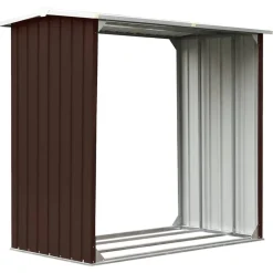 vidaXL Caseta jardín para leña acero galvanizado marrón 172x91x154 cm Marr&oacute;n Hot