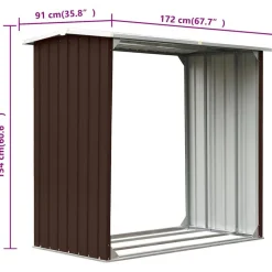 vidaXL Caseta jardín para leña acero galvanizado marrón 172x91x154 cm Marr&oacute;n Hot