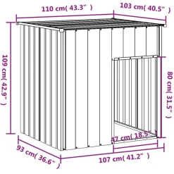 vidaXL Caseta para perro con techo de acero galvanizado 110x103x109 cm Antracita