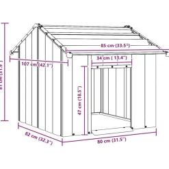 vidaXL Caseta para perros con techo acero galvanizado 85x107x81 cm Gris Hot
