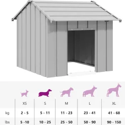 vidaXL Caseta para perros con techo acero galvanizado 85x107x81 cm Gris Hot
