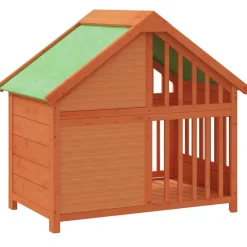 vidaXL Caseta para perros madera maciza de pino marrón 96x60,5x87 cm Marr&oacute;n Discount