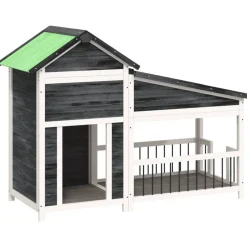 vidaXL Caseta para perros madera maciza de pino 143x60,5x109 cm Gris New
