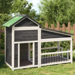 vidaXL Caseta para perros madera maciza de pino 143x60,5x109 cm Gris New