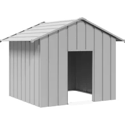vidaXL Caseta para perros con techo acero galvanizado 131x101x102 cm Gris Outlet
