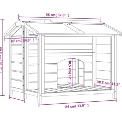 vidaXL Productos Para Mascotas-Caseta para perros madera maciza de pino 96x87x80,5 cm