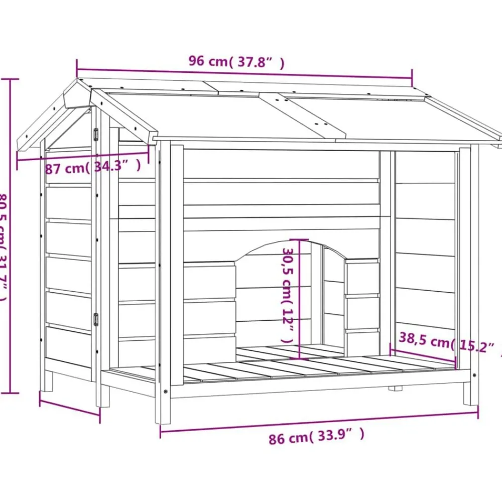 vidaXL Productos Para Mascotas-Caseta para perros madera maciza de pino 96x87x80,5 cm